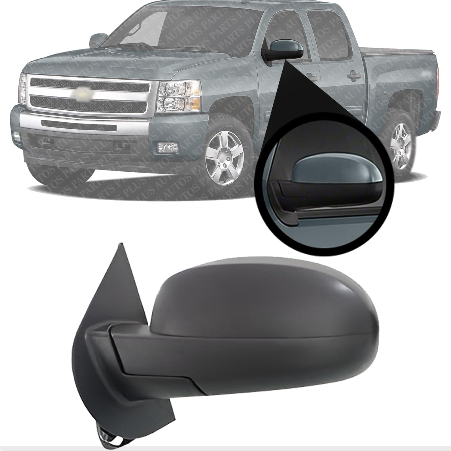 AUTOS PARTS PLUS Front Power Mirror Non-Towing Manual Folding Heated Textured Left Driver Side Direct Replacement Compatible With 2007-2013 Chevrolet Silverado / 2007-2014 Suburban GM1320325