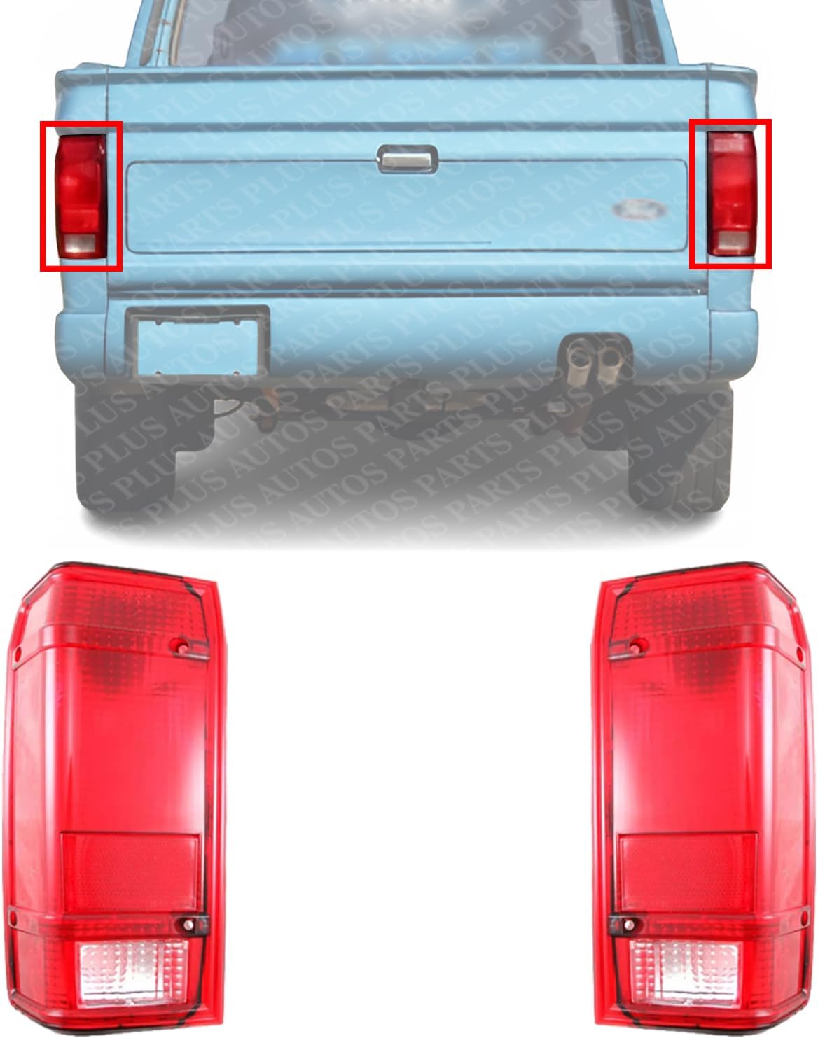 Set Of 2 Tail Light Lens And Housing Right Passenger & Left Driver Side Direct Replacement Compatible With 1983-1990 Ford Ranger FO2801104 FO2800105 E9TZ13404A E9TZ13405A