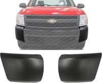 Set Of 2 Front Bumper End Cap Textured Without Fog Light Holes Left Driver & Right Passenger Side Direct Replacement Compatible With 2007-2013 Chevrolet Silverado 1500 GM1004146