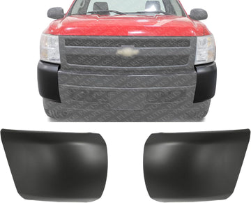Set Of 2 Front Bumper End Cap Textured Without Fog Light Holes Left Driver & Right Passenger Side Direct Replacement Compatible With 2007-2013 Chevrolet Silverado 1500 GM1004146
