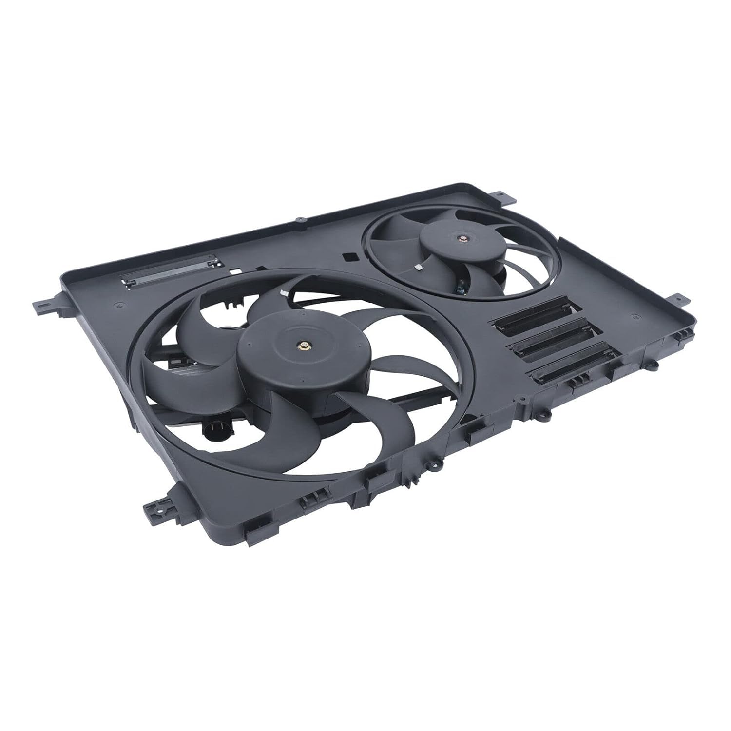 Front Radiator Dual Cooling Fan Assembly Plastic Direct Replacement Compatible with 2008-2015 Volvo S80 / 2010-2017 Volvo XC60 VO3115116 306686296 31686808