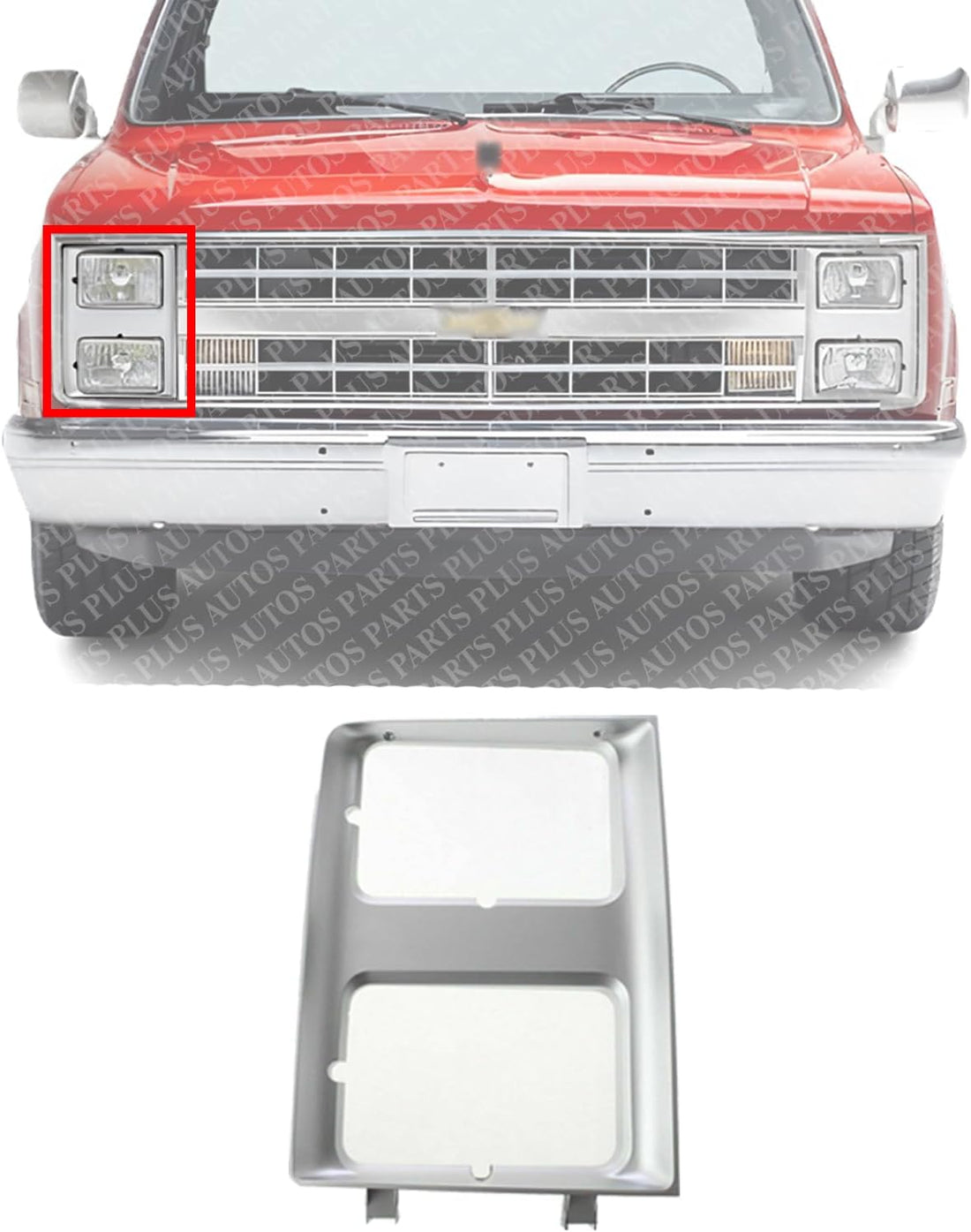 Front Head Light Door Bezel With Dual Headlamps Right Passenger Side Direct Replacement Compatible With 1985-1986 Chevrolet/GMC C/K Series / 1987-1988 R/V Series GM2513126