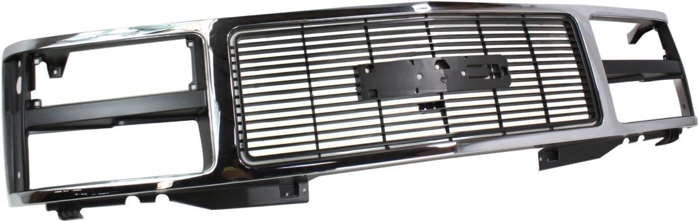 Front Grille Chrome Shell With Black Insert Direct Replacement Compatible With 1988-1993 GMC C/k Series GM1200229 15615109