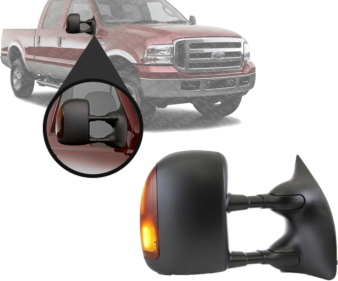 Front Power Towing Mirror Manual Folding Textured Right Passenger Side Direct Replacement Compatible With 1999-2007 Ford F-Series Super Duty / 2000-2005 Excursion 5C3Z17682EAA-PFM