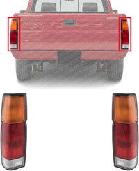Set Of 2 Tail Light Assembly Plastic Left Driver & Right Passenger Side Direct Replacement Compatible With 1986-1994 Nissan D21 / 1995-1997 Pickup NI2801103 NI2800103