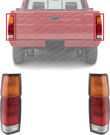 Set Of 2 Tail Light Assembly Plastic Left Driver & Right Passenger Side Direct Replacement Compatible With 1986-1994 Nissan D21 / 1995-1997 Pickup NI2801103 NI2800103