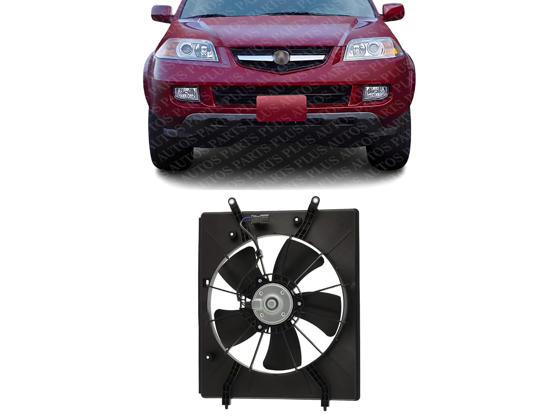 Front Radiator Single Fan Assembly Left Driver Side Direct Replacement Compatible with 2001-2006 Acura MDX / 2003-2007 Honda Pilot AC3115105 19015PGKA01 19015RDJA01