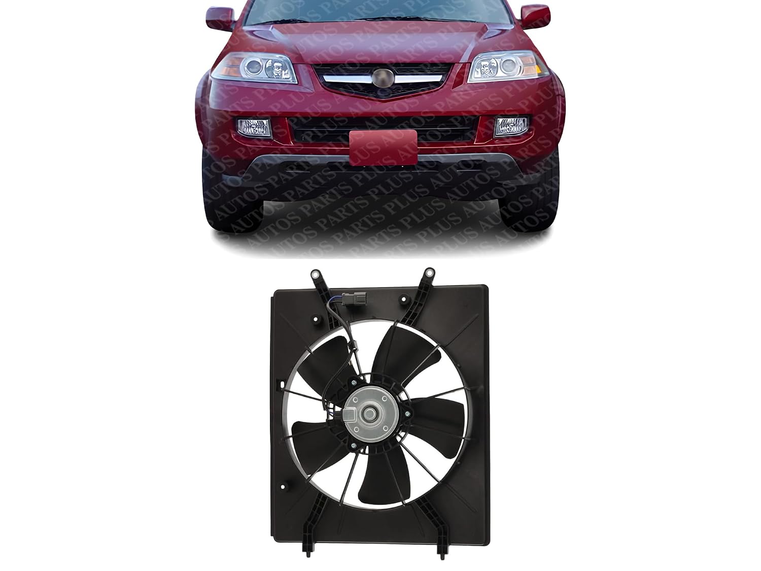 Front Radiator Single Fan Assembly Left Driver Side Direct Replacement Compatible with 2001-2006 Acura MDX / 2003-2007 Honda Pilot AC3115105 19015PGKA01 19015RDJA01