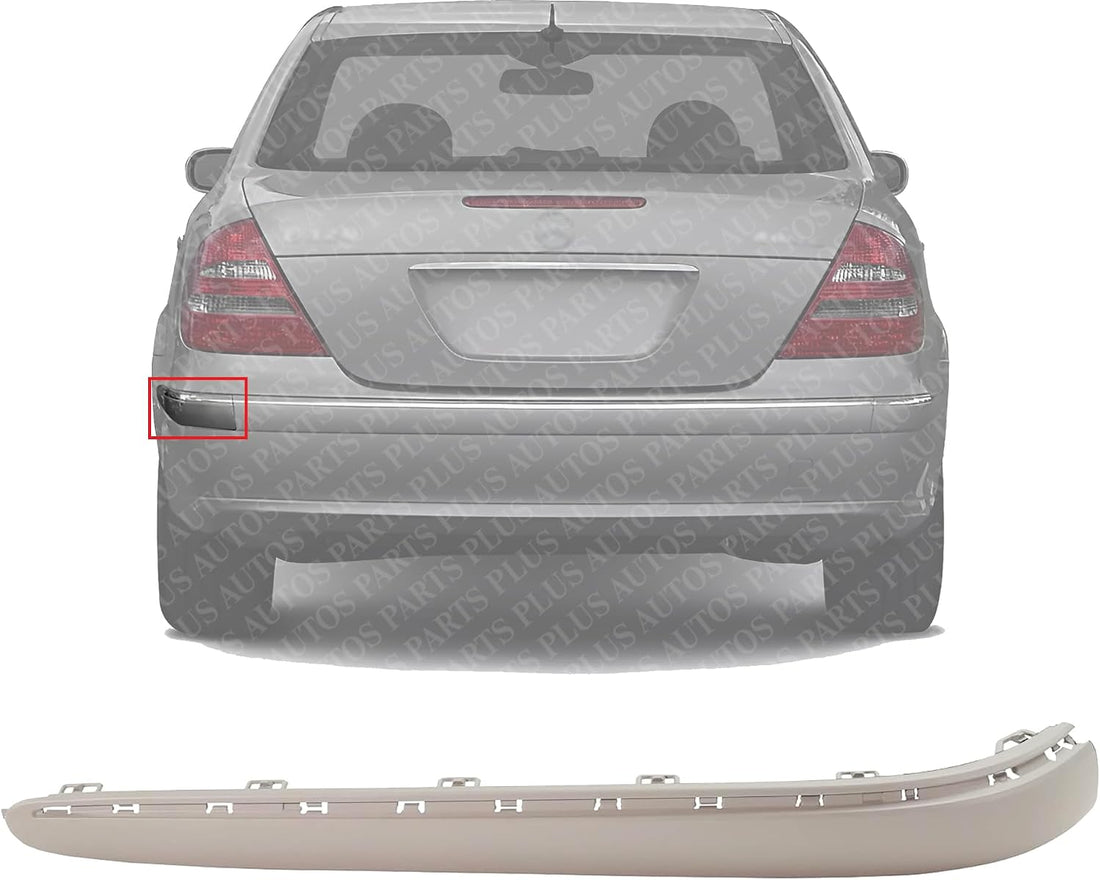 Rear Bumper Face Bar Molding Without Chrome Insert Left Driver Side Direct Replacement Compatible With 2003-2006 Mercedes Benz E-Class MB1158108 2118800312