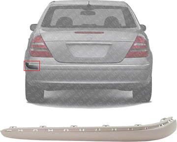 Rear Bumper Face Bar Molding Without Chrome Insert Left Driver Side Direct Replacement Compatible With 2003-2006 Mercedes Benz E-Class MB1158108 2118800312