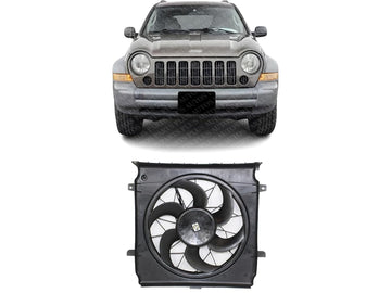 Front Radiator Single Fan Shroud Assembly Direct Replacement Compatible with 2002-2005 Jeep Liberty CH3117101 55037659AB