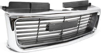 Front Grille Chrome Shell & Painted Silver Gray Insert Direct Replacement Compatible With 1998-2001 GMC Jimmy / 1998-2004 Sonoma GM1200422 19130793