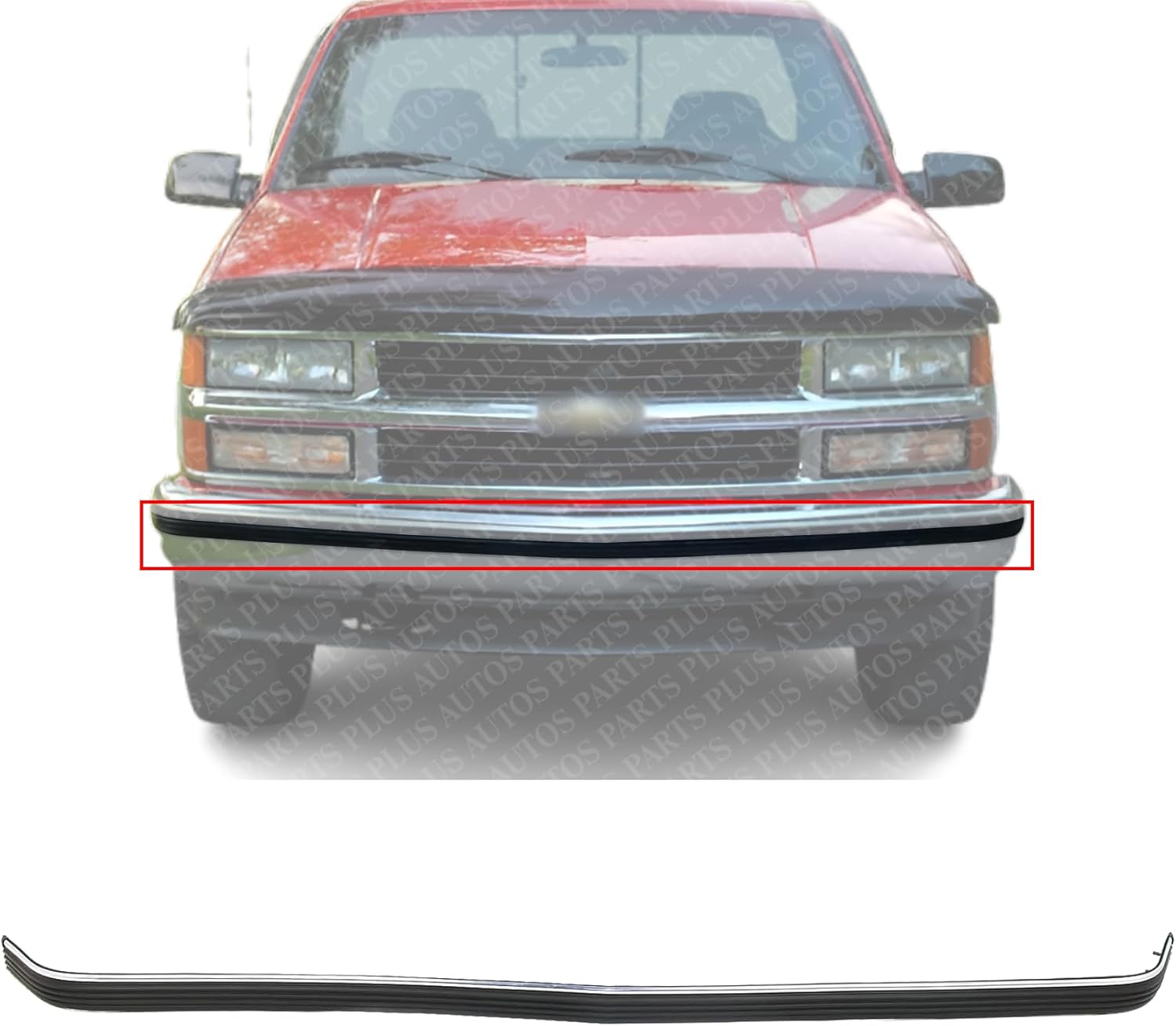 AUTOS PARTS PLUS Front Bumper Molding Impact Strip Direct Replacement Compatible With 1988-2000 Chevrolet/GMC C-K Series GM1057127 15574113