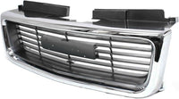 Front Grille Chrome Shell & Painted Silver Gray Insert Direct Replacement Compatible With 1998-2001 GMC Jimmy / 1998-2004 Sonoma GM1200422 19130793