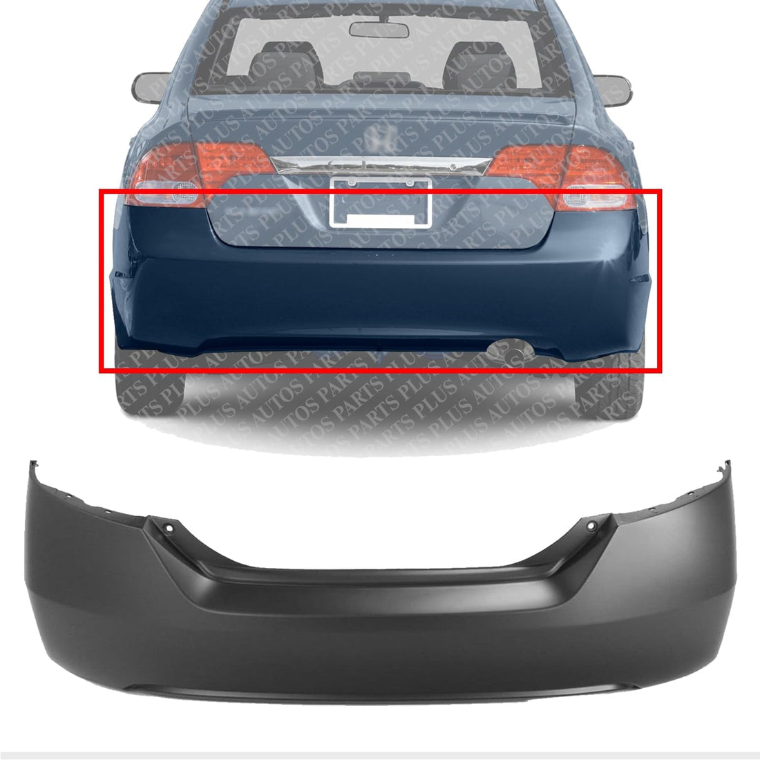 Rear Bumper Cover Primed Direct Replacement Compatible With 2006-2011 Honda Civic HO1100234 04715SVAA90ZZ