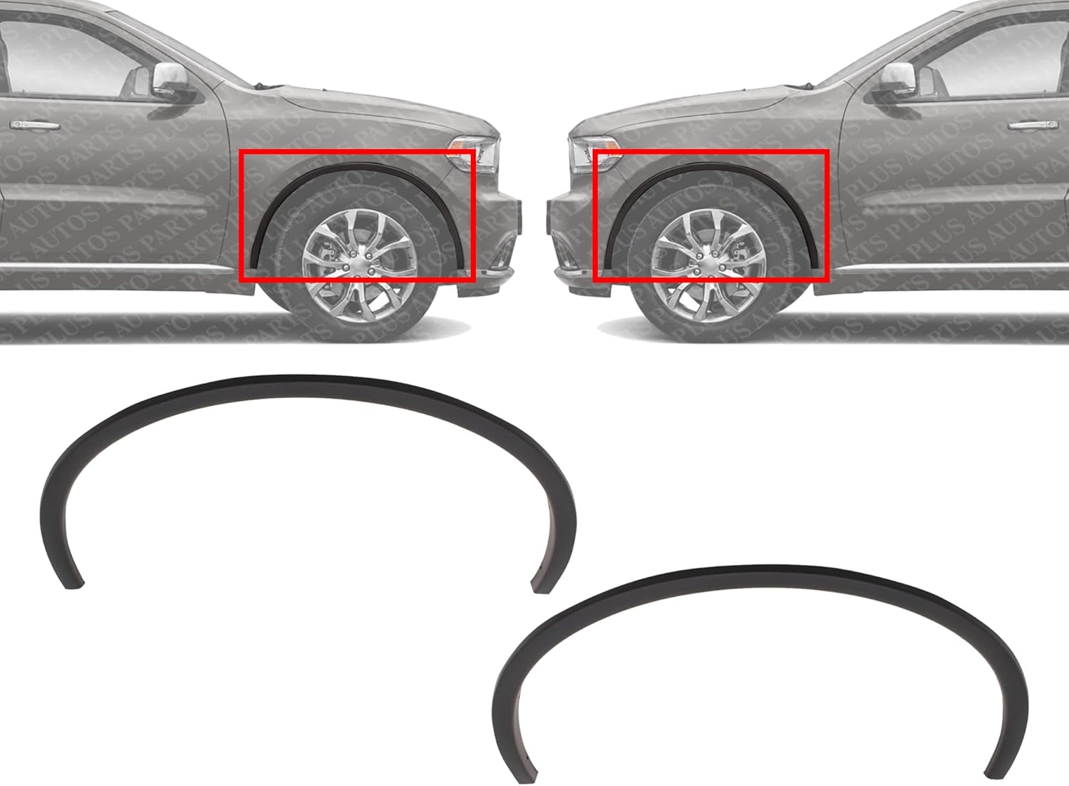 Set Of 2 Front Fender Flare Textured Left Driver & Right Passenger Side Direct Replacement Compatible With 2011-2022 Dodge Durango CH1291112 CH1290112 57010621AE 57010621AD