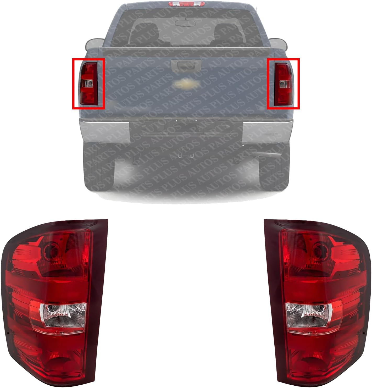Set Of 2 Tail Light Assembly Right Passenger & Left Driver Side Direct Replacement Compatible With 2007-2014 Chevrolet Silverado/GMC Sierra 1500 2500HD 3500HD GM2801207 GM2800207