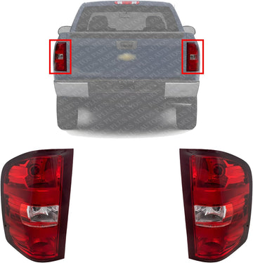 Set Of 2 Tail Light Assembly Right Passenger & Left Driver Side Direct Replacement Compatible With 2007-2014 Chevrolet Silverado/GMC Sierra 1500 2500HD 3500HD GM2801207 GM2800207