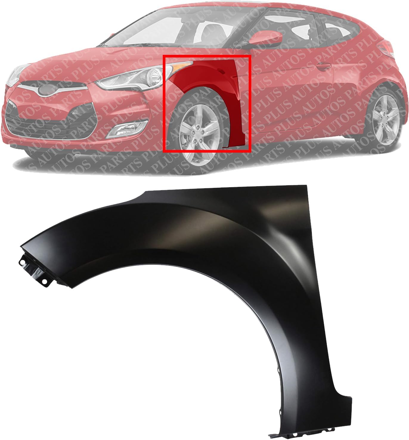 Front Fender Primed Steel Left Driver Side Direct Replacement Compatible With 2012-2017 Hyundai Veloster HY1240156 663112V010