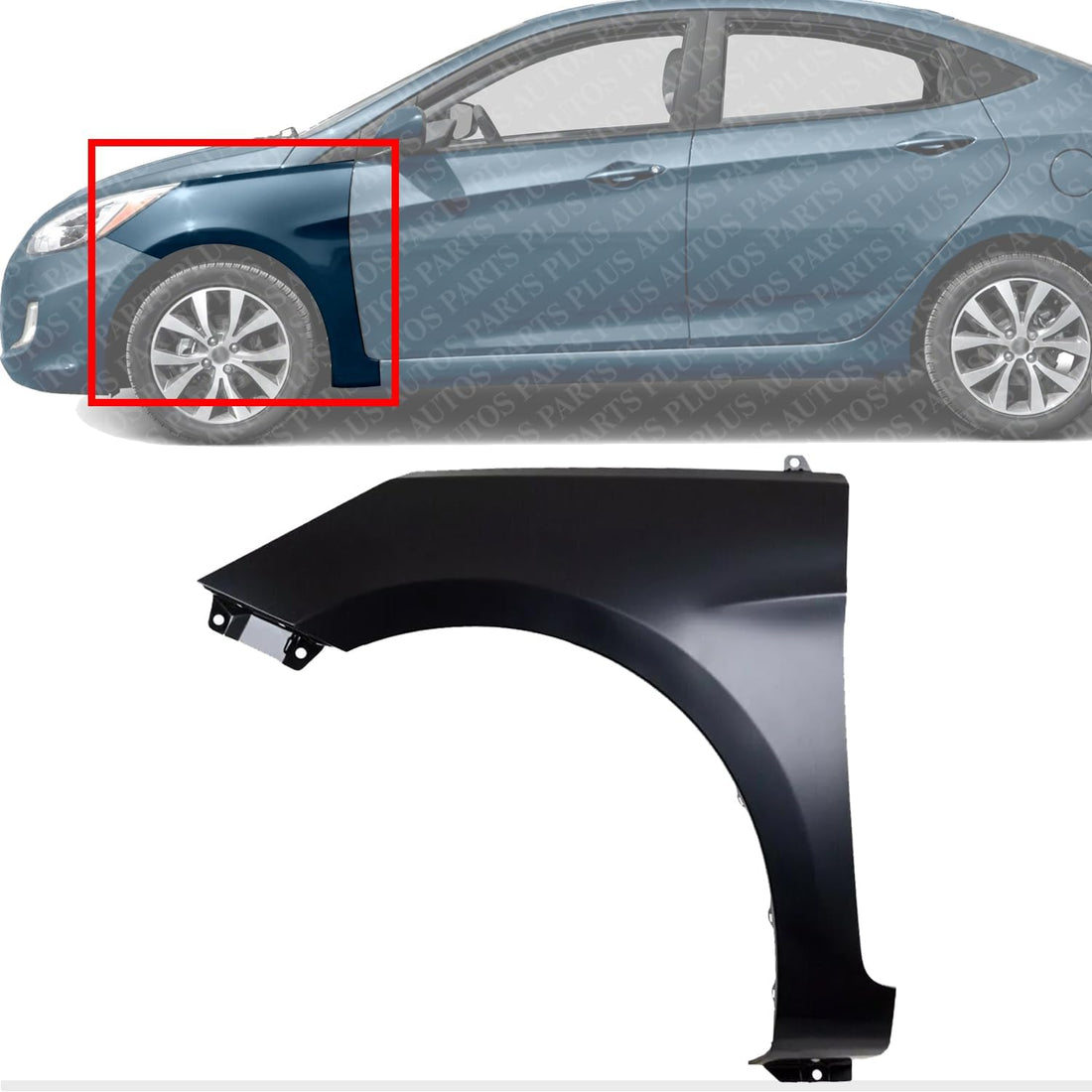 Front Fender Primed Steel Direct Left Driver Side Replacement Compatible With 2012-2017 Hyundai Accent HY1240154 663111R350