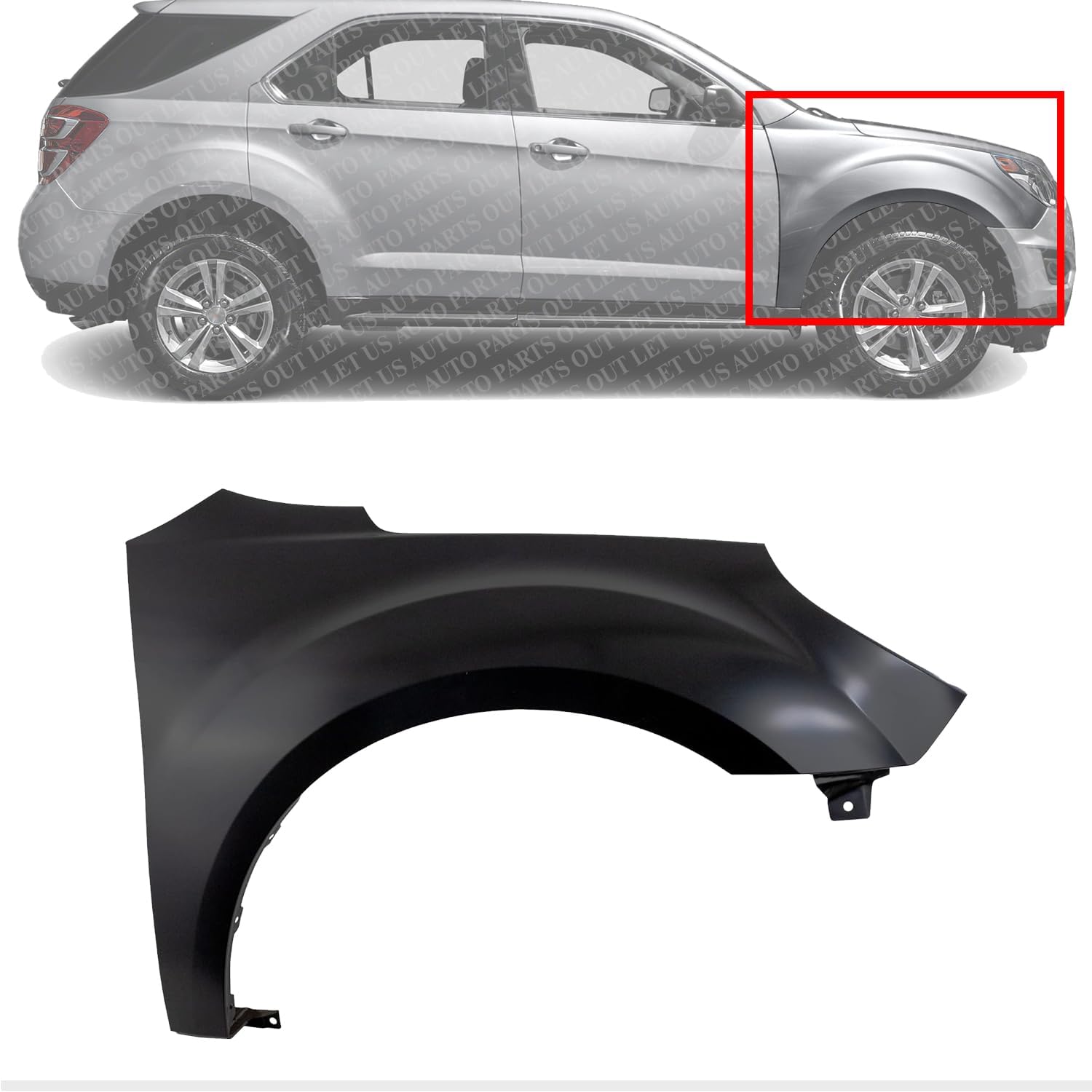Front Fender Primed Right Passenger Side Direct Replacement Compatible With 2010-2017 Chevrolet Equinox GM1241364 22846918