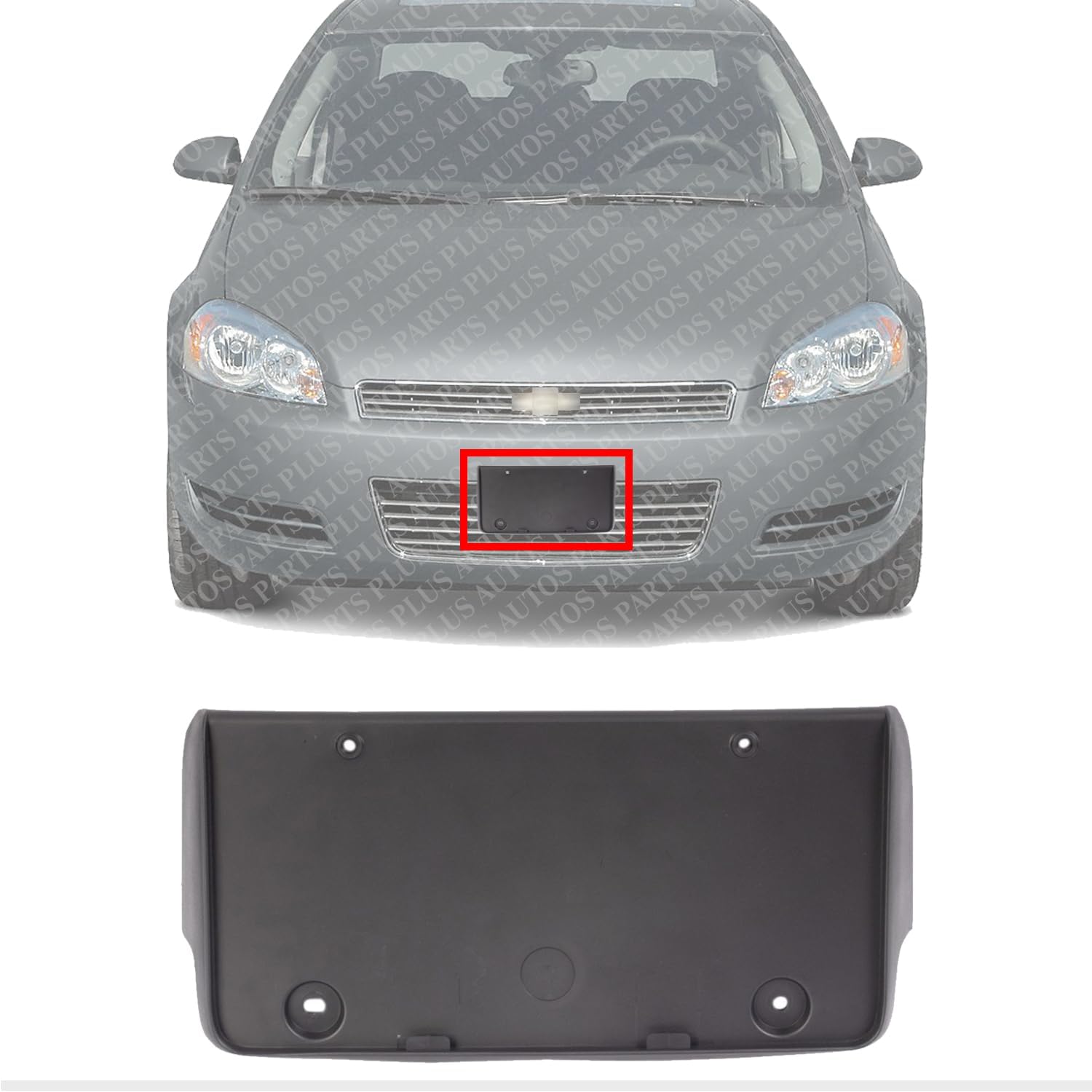 Front License Plate Bracket Direct Replacement Compatible with 2006-2013 Chevrolet Impala / 2014-2016 Limited GM1068119 10337110