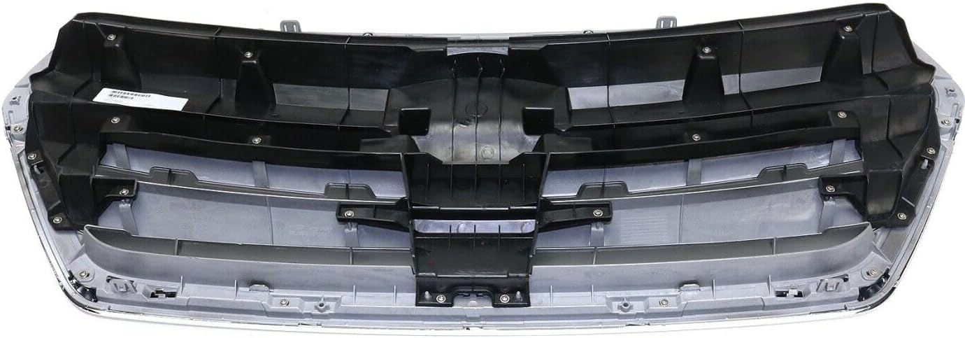 Front Grille Painted Silver Shell with Gray Insert With Chrome Trim Direct Replacement Compatible With 2015-2017 Subaru Legacy SU1200162 91121AL00A