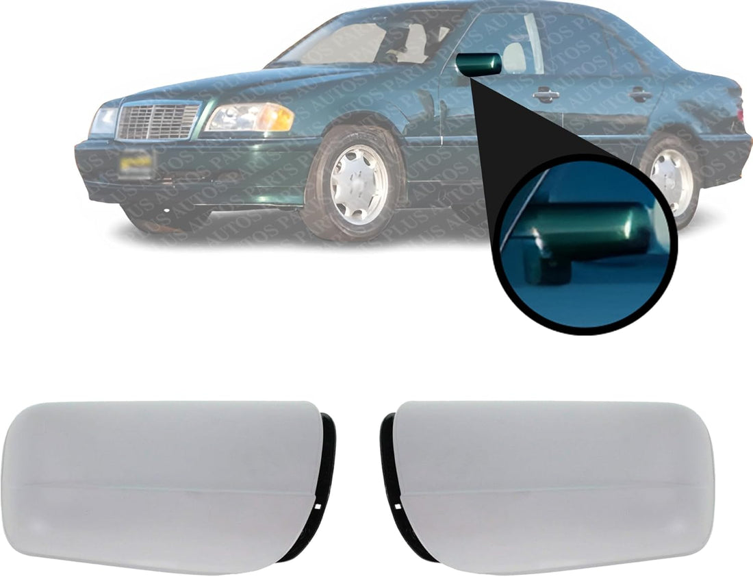 Set Of 2 Front Power Mirror Manual Folding Heated Primed Right & Left Side Direct Replacement Compatible With 1994-2000 Mercedes Benz C-Class 2108106816 2108105716 2108106516