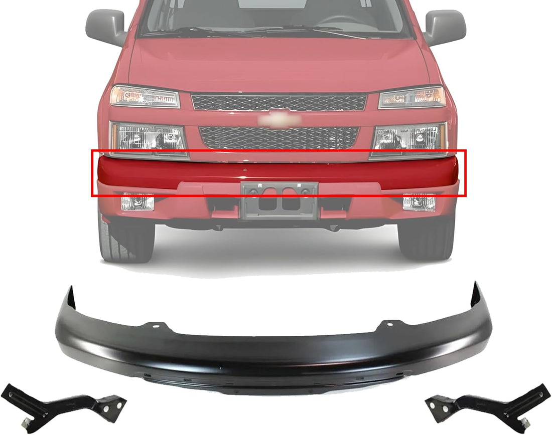 Front Bumper Impact Bar Painted Black Steel With Bracket Direct Replacement Compatible With 2004-2012 Chevrolet Colorado/GMC Canyon GM1002461 19209326