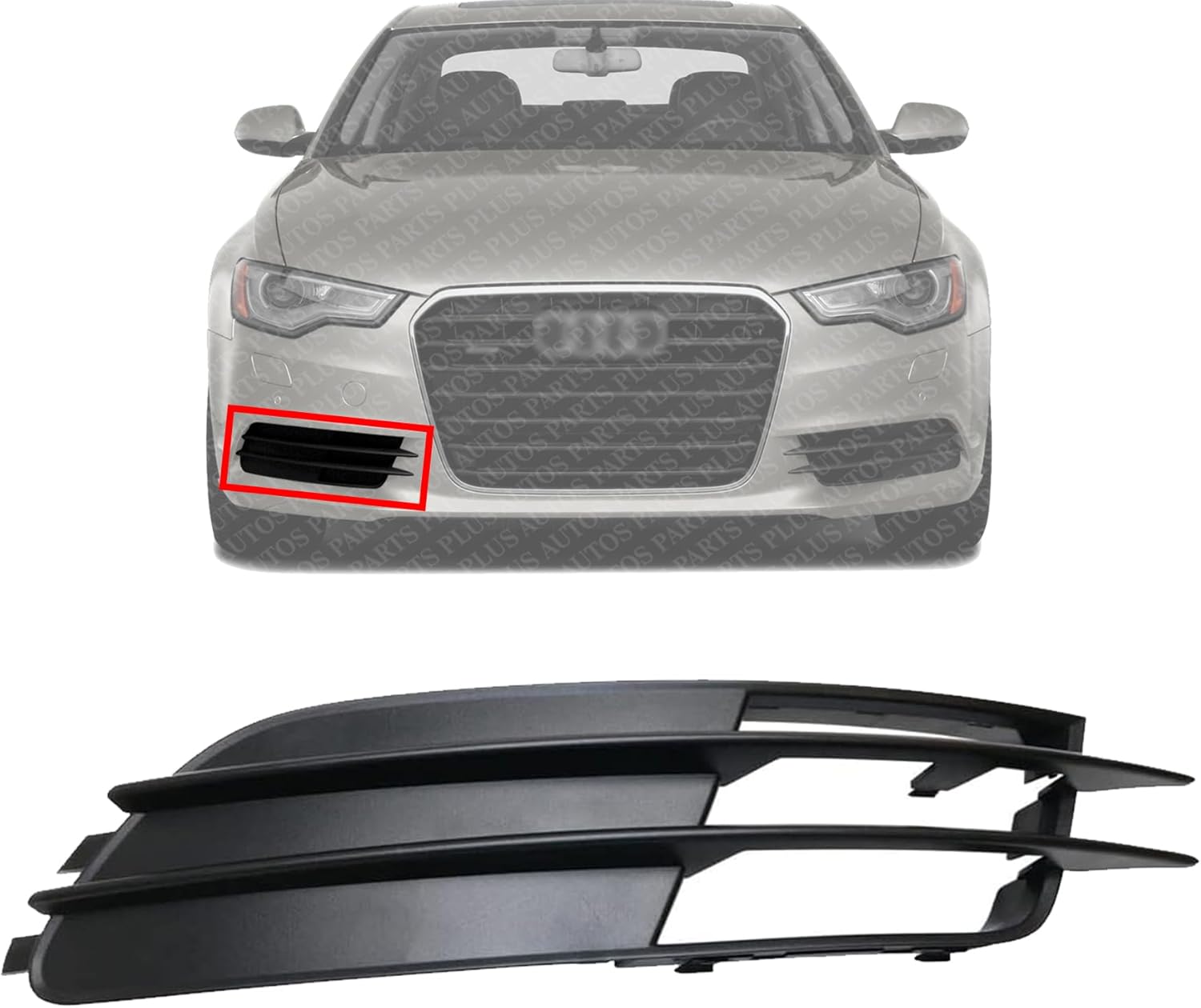 Front Fog Light Cover Primed Right Passenger Side Direct Replacement Compatible With 2012-2015 Audi A6 AU1038124 4G08076819B9