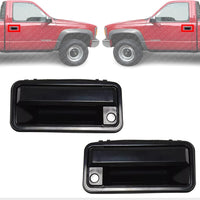 AUTOS PARTS PLUS Set of 2 Front Exterior Door Handle Smooth Black Left Driver & Right Passenger Side Direct Replacement Compatible with 1988-2002 GMC/Chevrolet C/K Series GM1310172 GM1311172