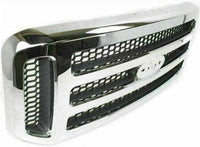 AUTOS PARTS PLUS Front Bumper Chrome Steel + Grille + Lower Valance Textured Direct Replacement Compatible With 2005-2007 Ford F-Series Super Duty / 2005 Excursion FO1200456 FO1002392 FO1095219