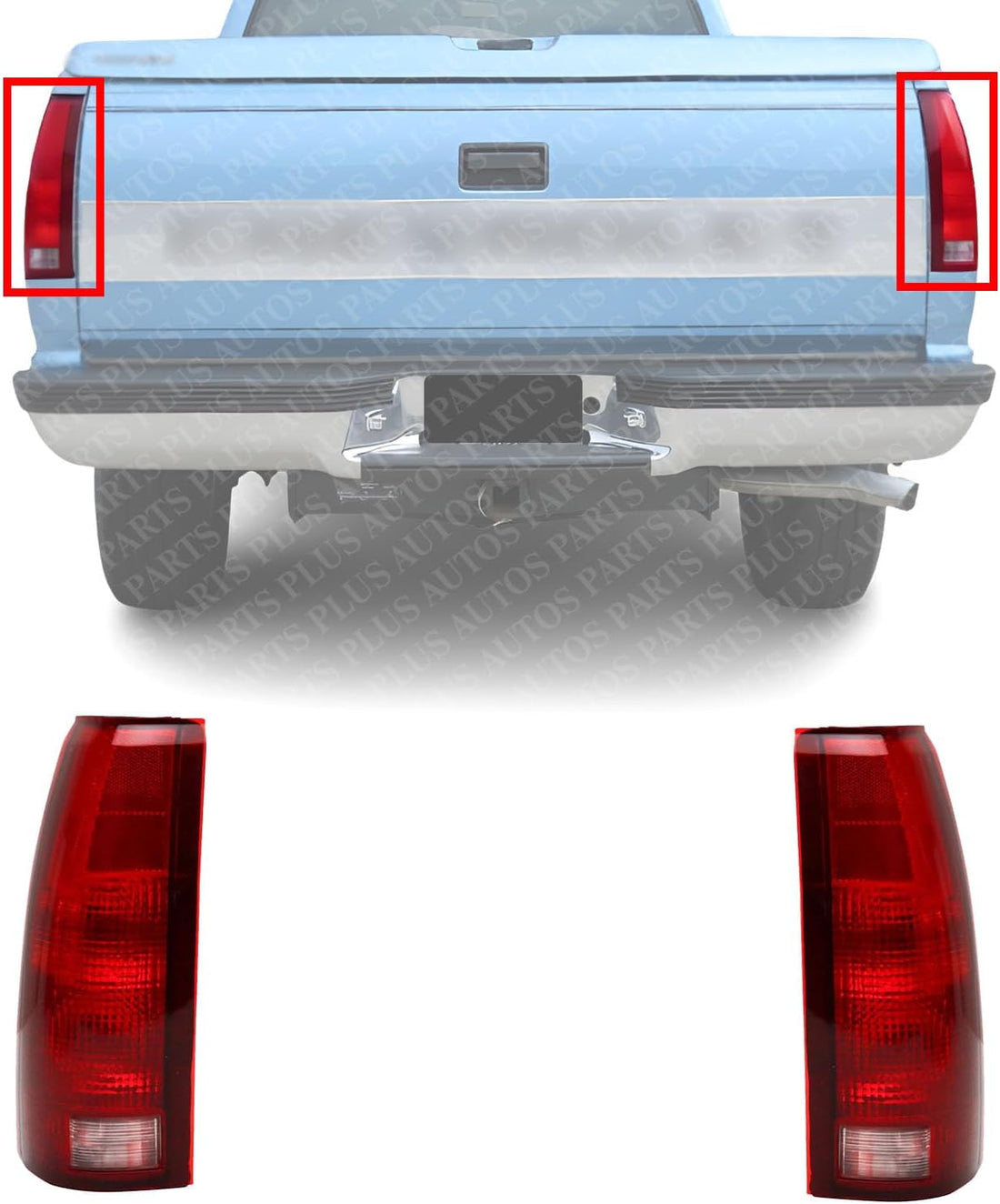 AUTOS PARTS PLUS Set Of 2 Tail Lights Assembly Left Driver & Right Passenger Side Direct Replacement Compatible With 1988-2000 Chevrolet/GMC C/K-Series GM2801104 GM2800104 5977868 5977867