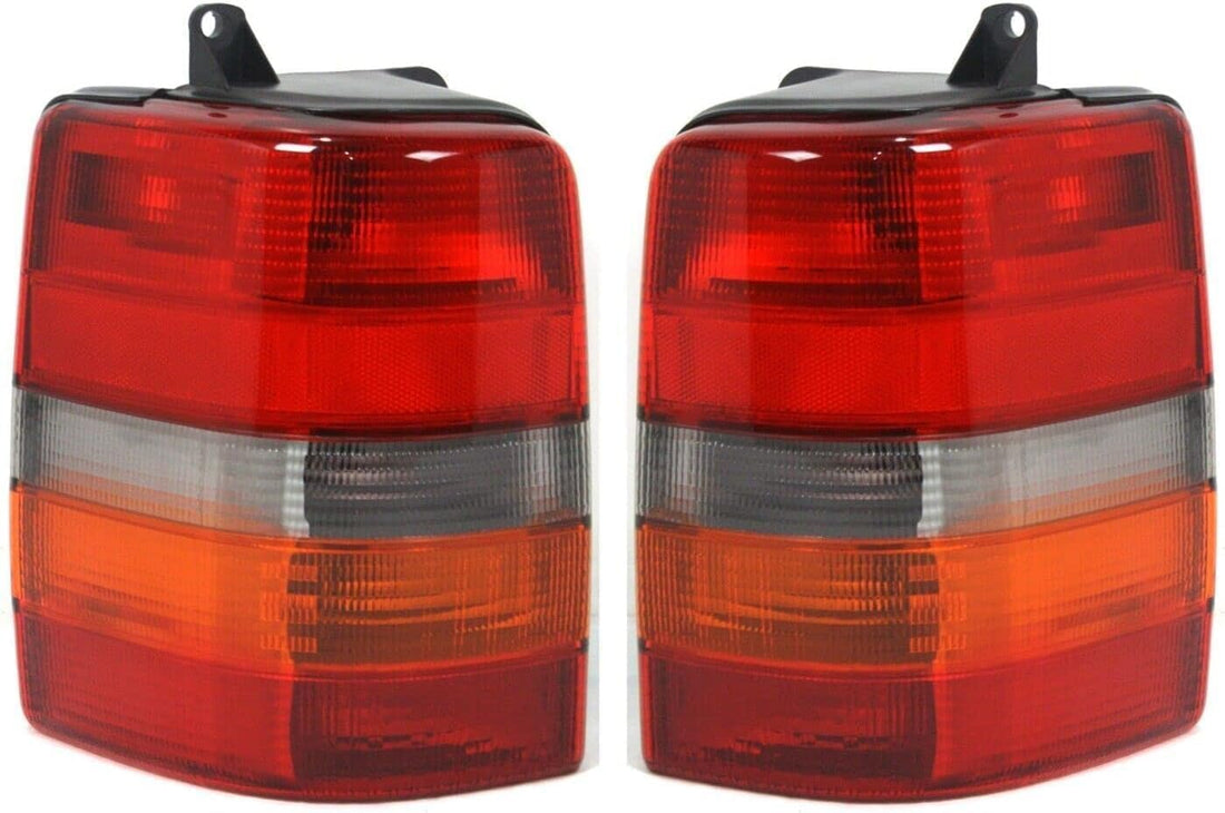 Set Of 2 Tail Lamp Lens And Housing Left Driver & Right Passenger Side Direct Replacement Compatible With 1993-1998 Jeep Grand Cherokee CH2801121 CH2800121 55155738AA 55155739AA