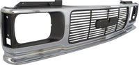 Front Grille Assembly Chrome Shell And Painted Gray Insert With Headlight Holes & Emblem Provision Direct Replacement Compatible With 1992-1994 GMC Jimmy / 1991-1993 Sonoma GM1200346