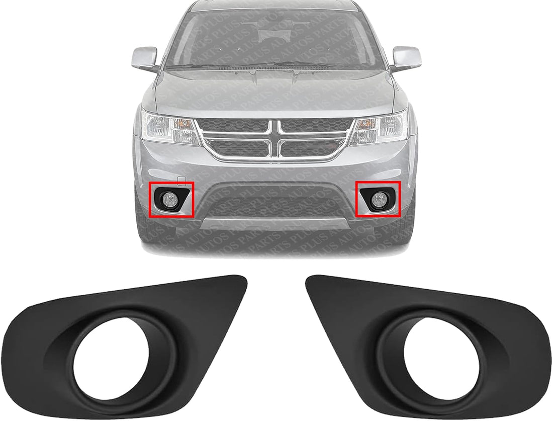 Set Of 2 Front Fog Light Molding Textured Plastic Right Passenger & Left Driver Side Direct Replacement Compatible With 2011-2019 Dodge Journey CH1039148 CH1038148 68088686AB