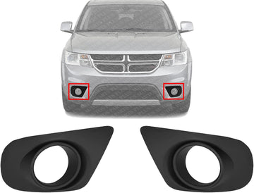 Set Of 2 Front Fog Light Molding Textured Plastic Right Passenger & Left Driver Side Direct Replacement Compatible With 2011-2019 Dodge Journey CH1039148 CH1038148 68088686AB