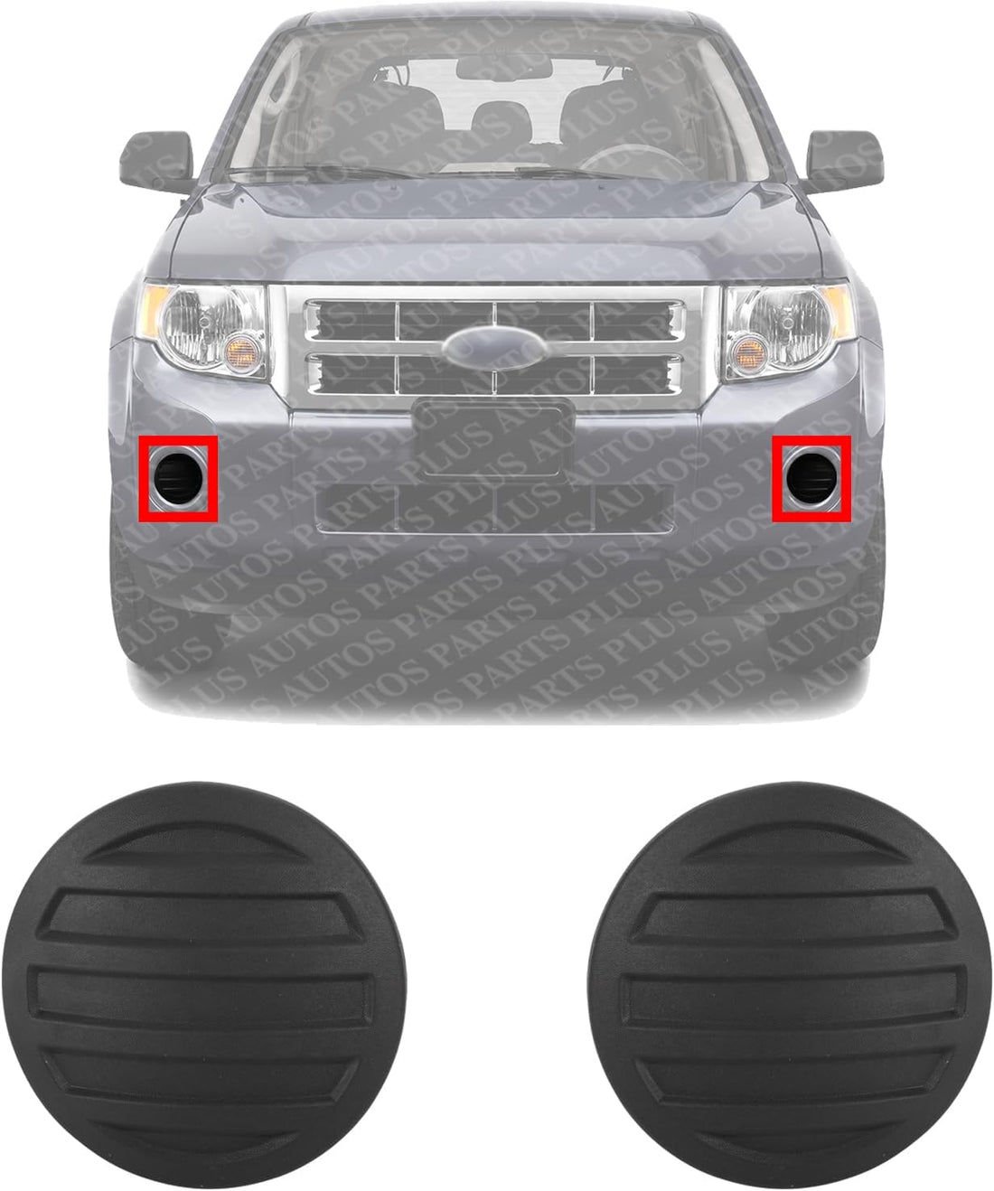 Set of 2 Front Fog Light Cover Primed Left Driver & Right Passenger Side Direct Replacement Compatible With 2008-2012 Ford Escape FO2598103 8L8Z17E810A