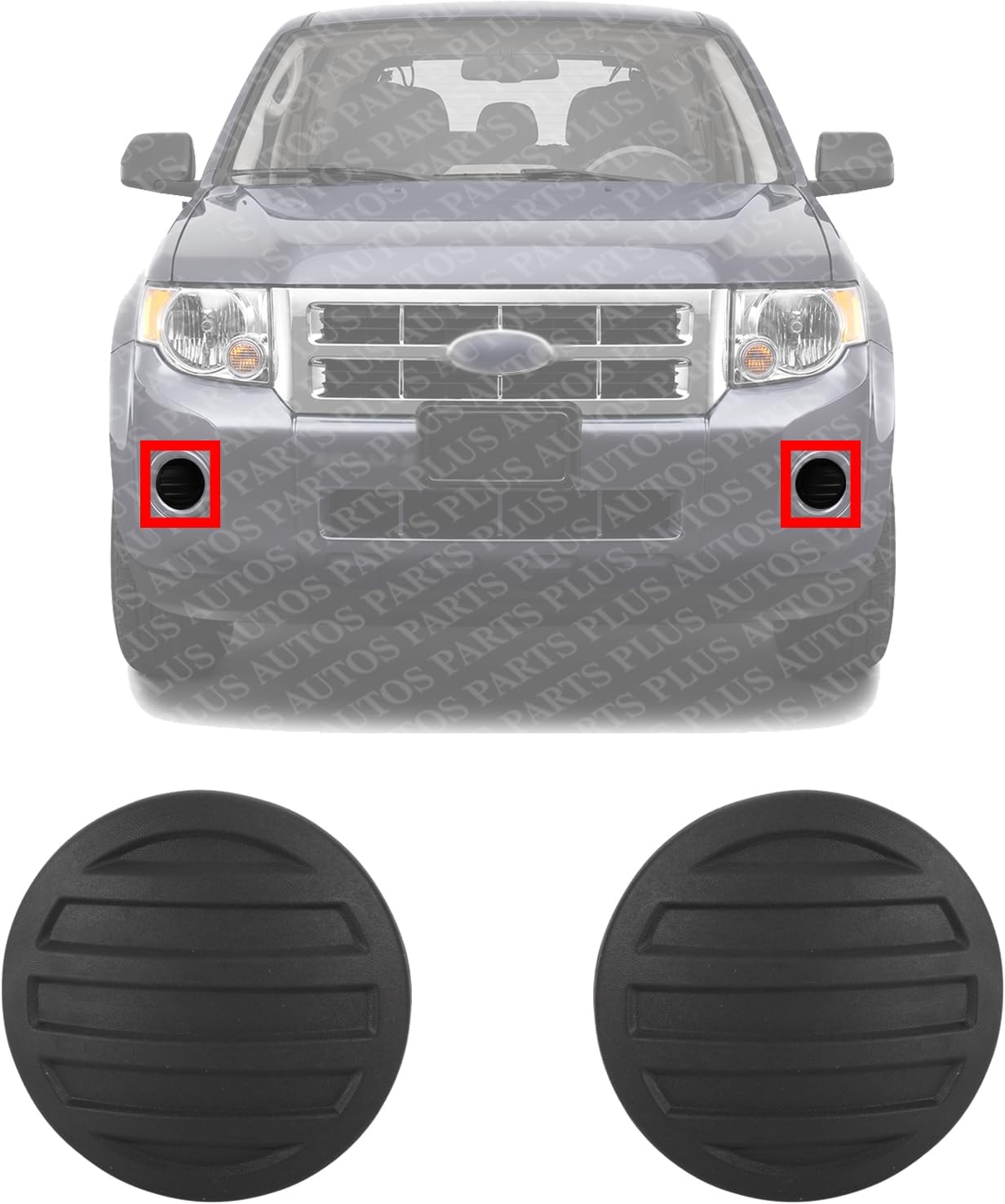 Set of 2 Front Fog Light Cover Primed Left Driver & Right Passenger Side Direct Replacement Compatible With 2008-2012 Ford Escape FO2598103 8L8Z17E810A