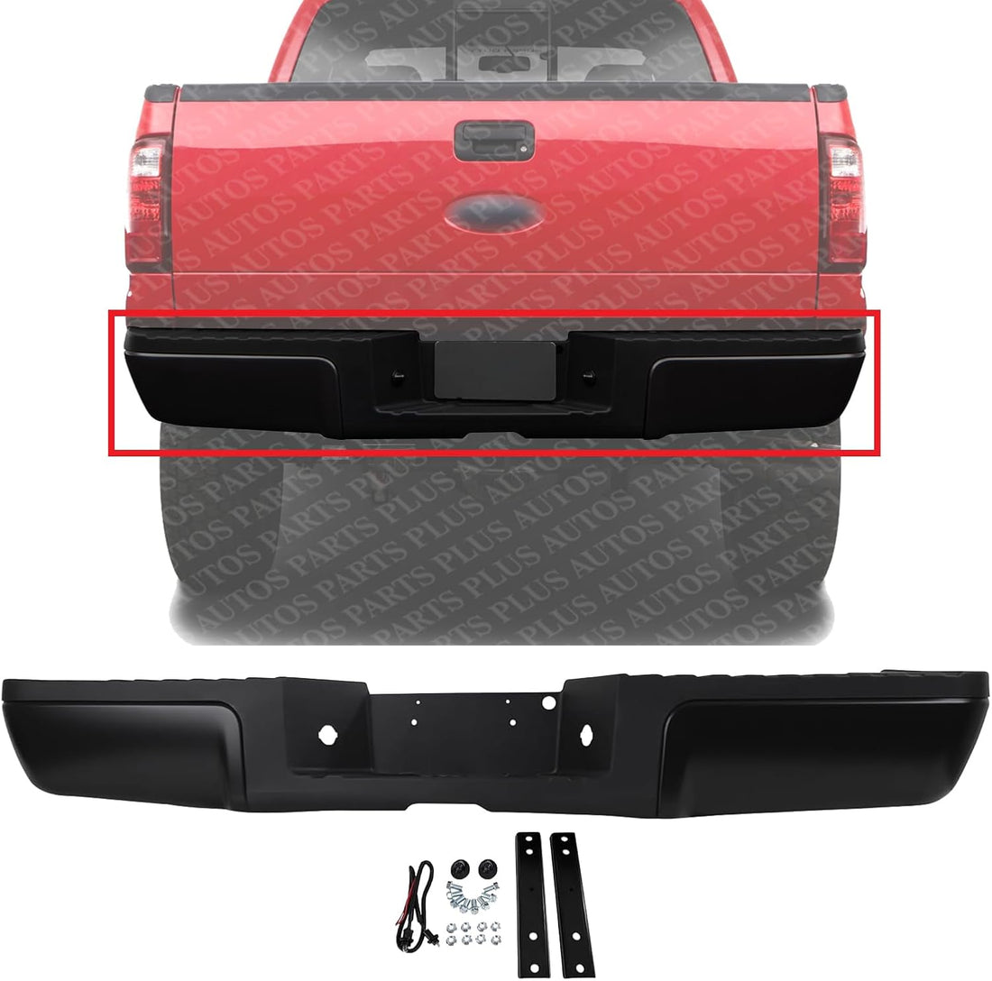 Step Bumper Assembly Primed Steel Without Rear Object Sensor Holes Direct Replacement Compatible With 2008-2016 Ford F-Series Super Duty FO1103149 9C3Z17906APTM-PFM