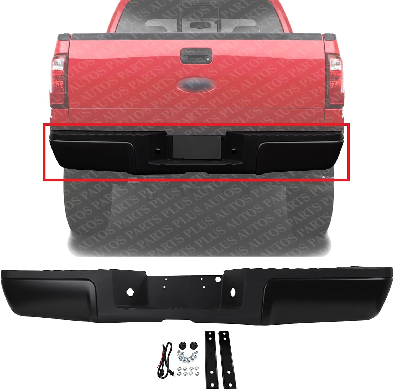 Step Bumper Assembly Primed Steel Without Rear Object Sensor Holes Direct Replacement Compatible With 2008-2016 Ford F-Series Super Duty FO1103149 9C3Z17906APTM-PFM