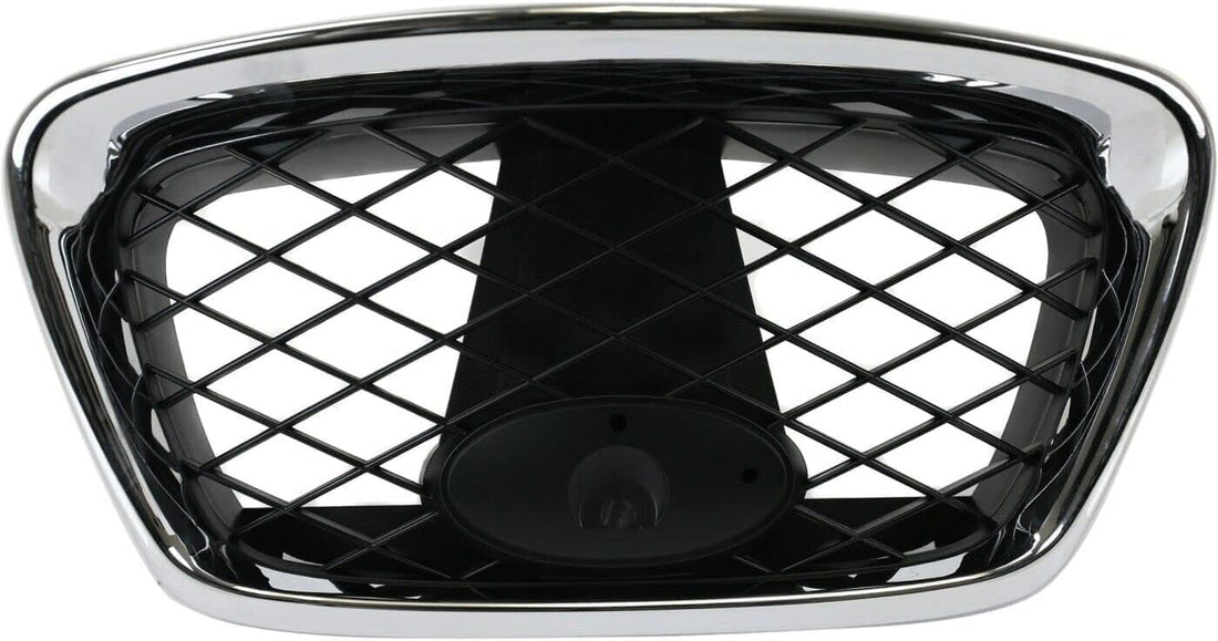 Front Center Grille Chrome Shell With Paintable Insert Plastic Direct Replacement Compatible With Subaru Impreza 2006-2007 91121FE201 SU1200146
