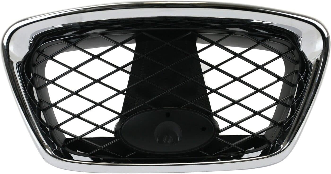 Front Center Grille Chrome Shell With Paintable Insert Plastic Direct Replacement Compatible With Subaru Impreza 2006-2007 91121FE201 SU1200146