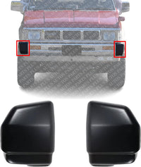Set Of 2 Front Bumper End Cap Primed With Pad Holes Left Driver & Right Passenger Side Direct Replacement Compatible With 1986-1992 Nissan D21 NI1005106 NI1004134 6202409G01