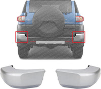 Set Of 2 Rear Bumper End Cap Painted Silver Plastic Left Driver & Right Passenger Side Direct Replacement Compatible With 2007-2014 Toyota FJ Cruiser TO1105121 TO1104121