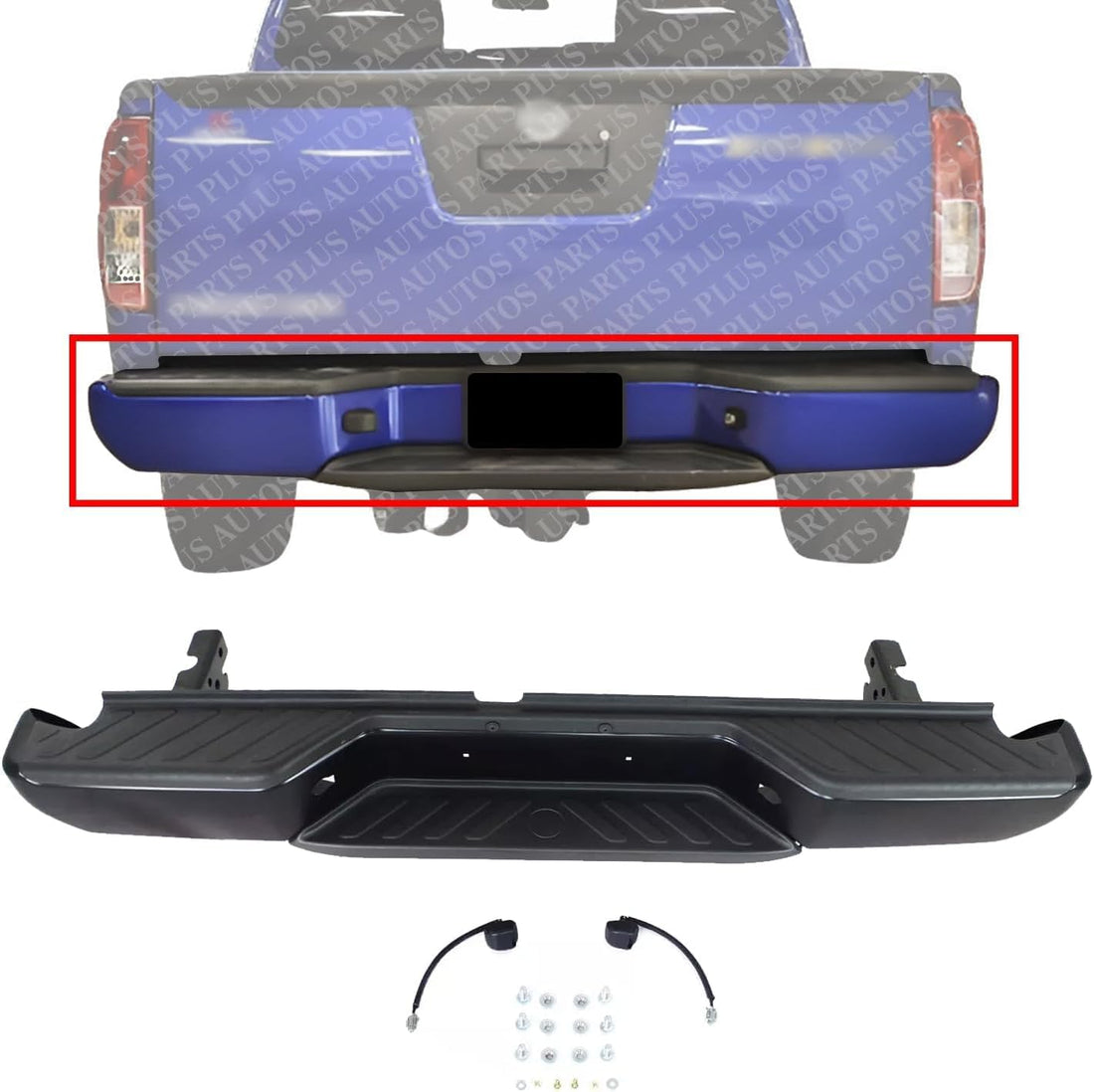 Rear Bumper Face Bar Black Steel With Step Pad Assembly Direct Replacement Compatible With 2005-2021 Nissan Frontier NI1103115 850229BF1D-PFM