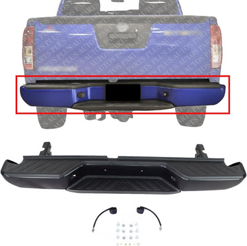 Rear Bumper Face Bar Black Steel With Step Pad Assembly Direct Replacement Compatible With 2005-2021 Nissan Frontier NI1103115 850229BF1D-PFM