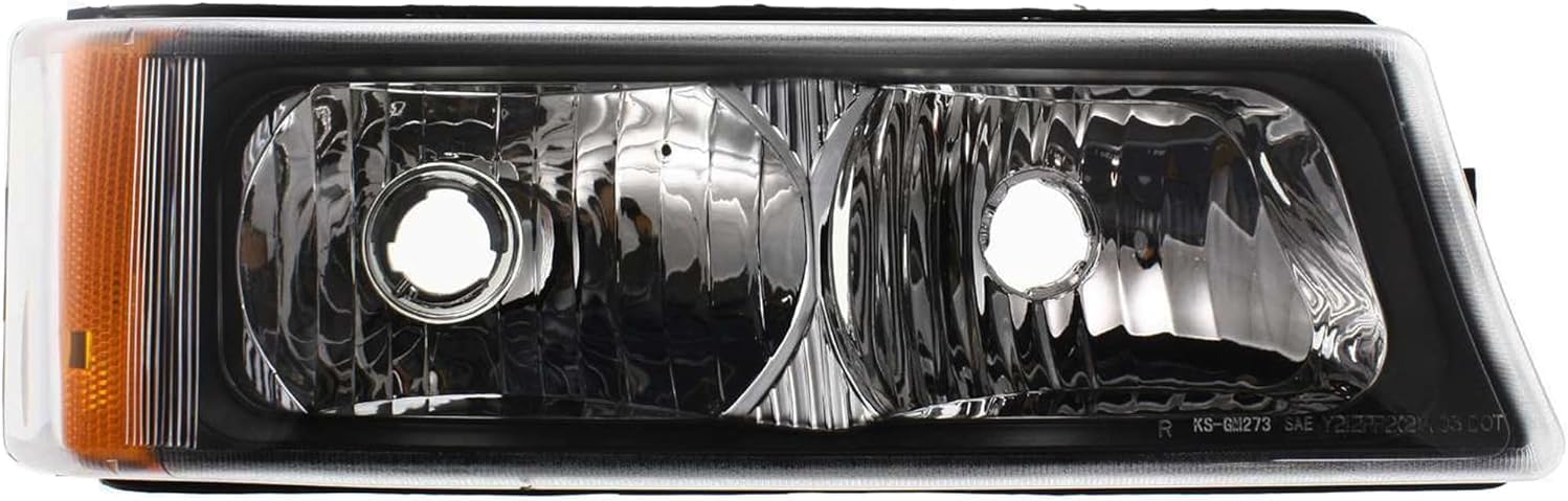 Front Grille With Chrome Center Bar + Headlights + Signal Lights + Brackets Left & Right Side Direct Replacement Compatible With 2003-2006 Chevrolet Silverado 1500 2500 GM1200489