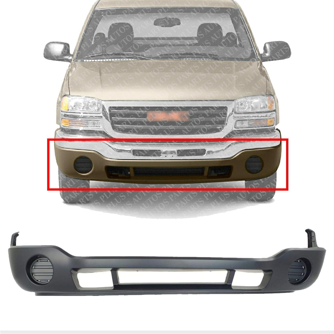 Front Bumper Cover Primed Direct Replacement Compatible With 2003-2006 GMC Sierra GM1000685 12335964 88979836
