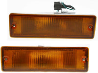 Front Bumper Chrome Steel + Fog Lights Bezels Primed + Signal Lamps + Brackets Left Driver & Right Passenger Side Direct Replacement For 1996-1997 Nissan Pickup Base SE XE NI1002127